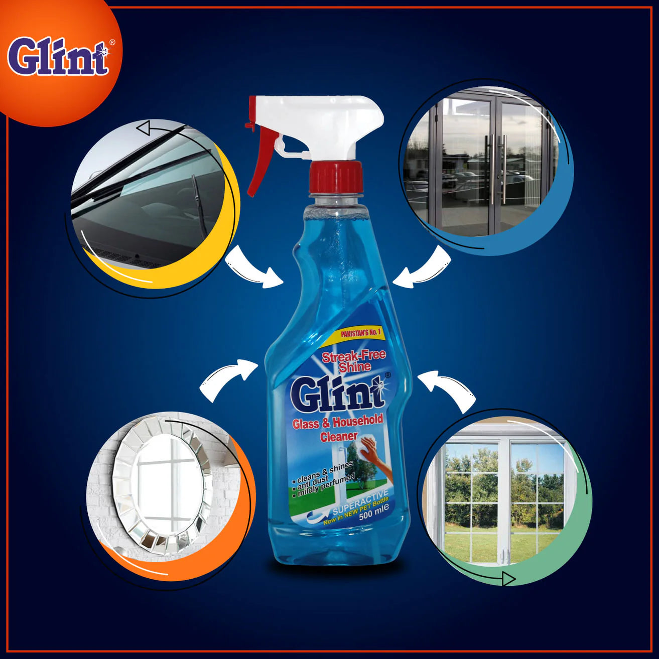 KIWI GLINT GLASS CLEANER AND HOUSEHOLD 500 ML